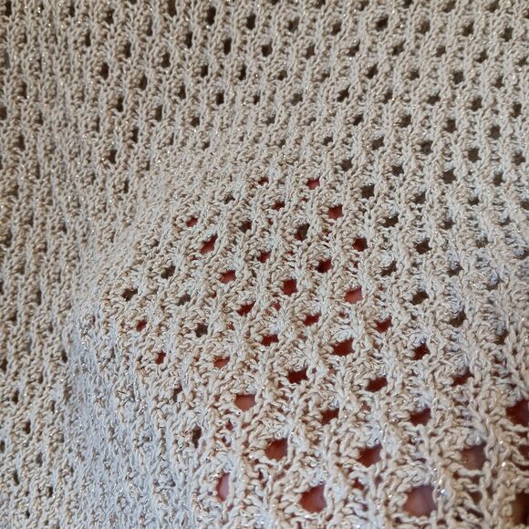 Jones New York Net Blouse Size Medium Cowl Neck Short Sleeve Metallic Brown - Picture 12 of 12